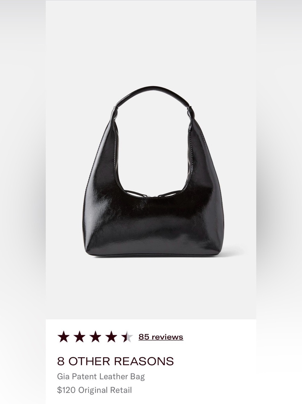 8 Other Reasons Gia Black Patent Shoulder Bag - Women Bags